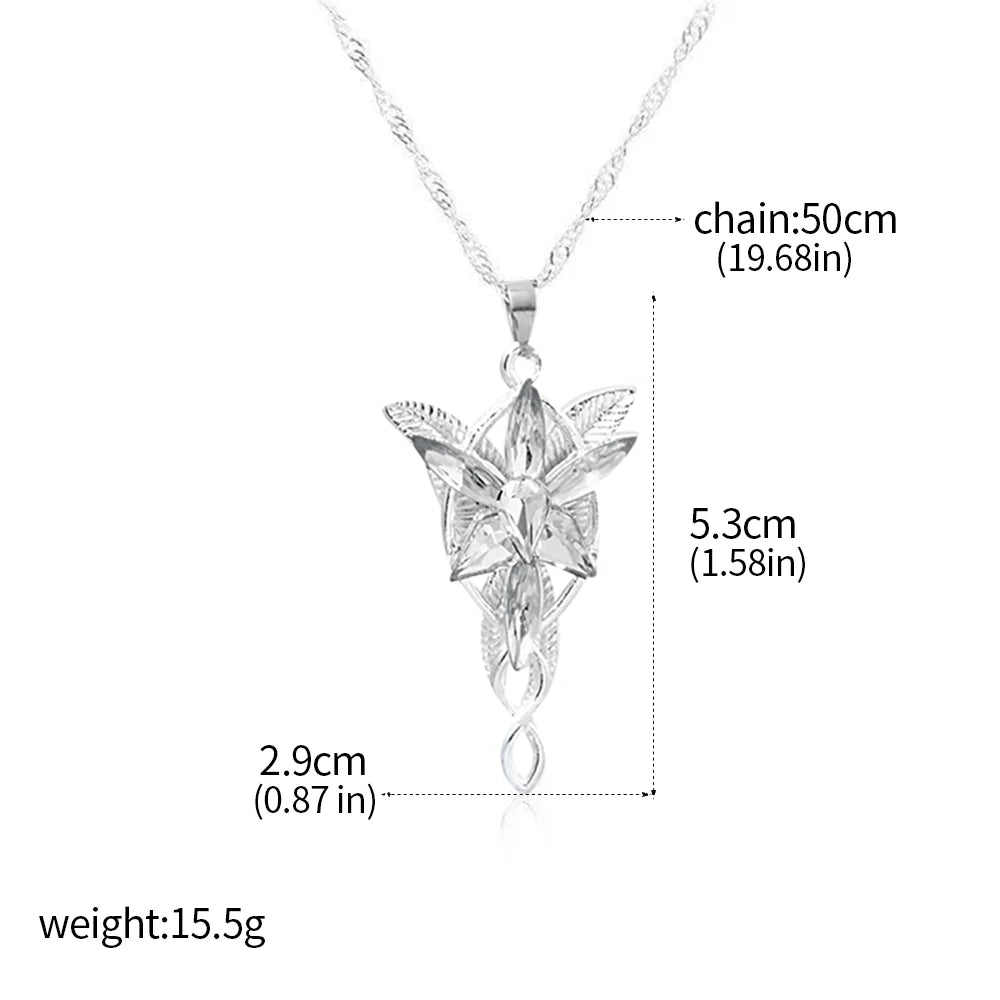 Movie the Lord Arwen Evenstar Necklace Elf Princess Arwen Twilight Star Crystal Pendant Necklaces for Women Choker Jewelry Gift