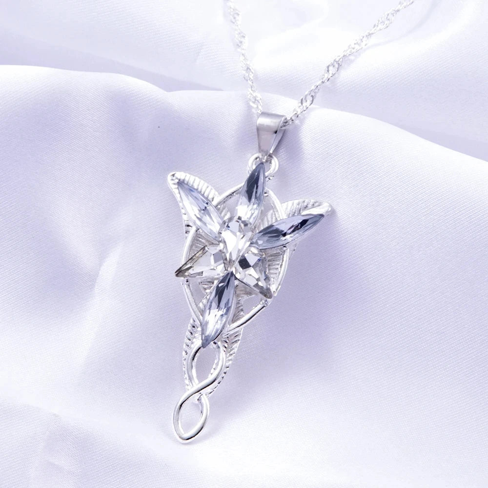 Movie the Lord Arwen Evenstar Necklace Elf Princess Arwen Twilight Star Crystal Pendant Necklaces for Women Choker Jewelry Gift
